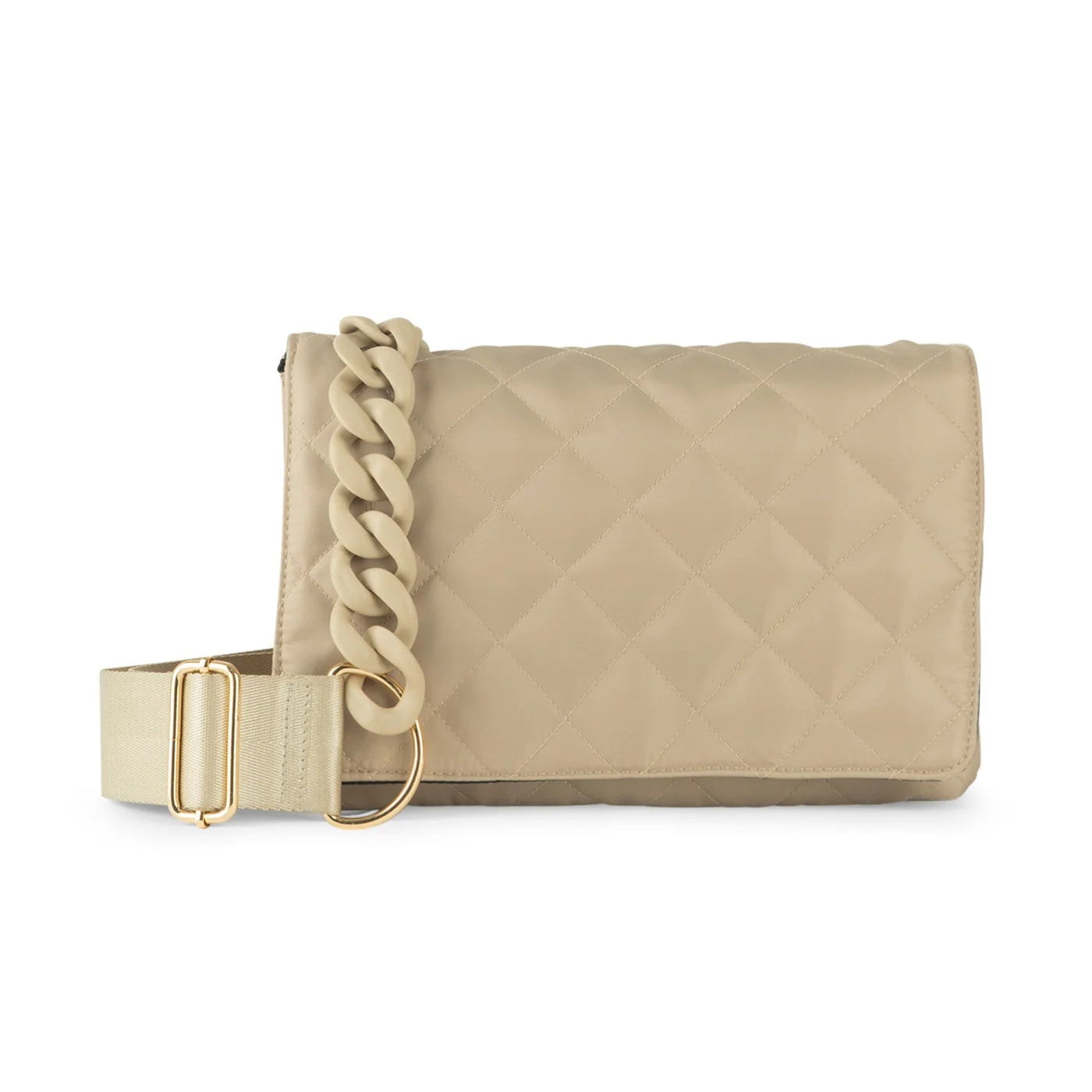 Quilted nylon Crossbody- beige