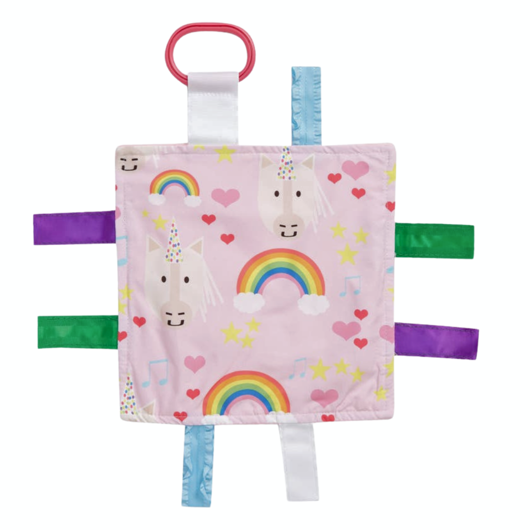 Unicorn Magic & Rainbow Crinkle Tag Toy 8"x8"