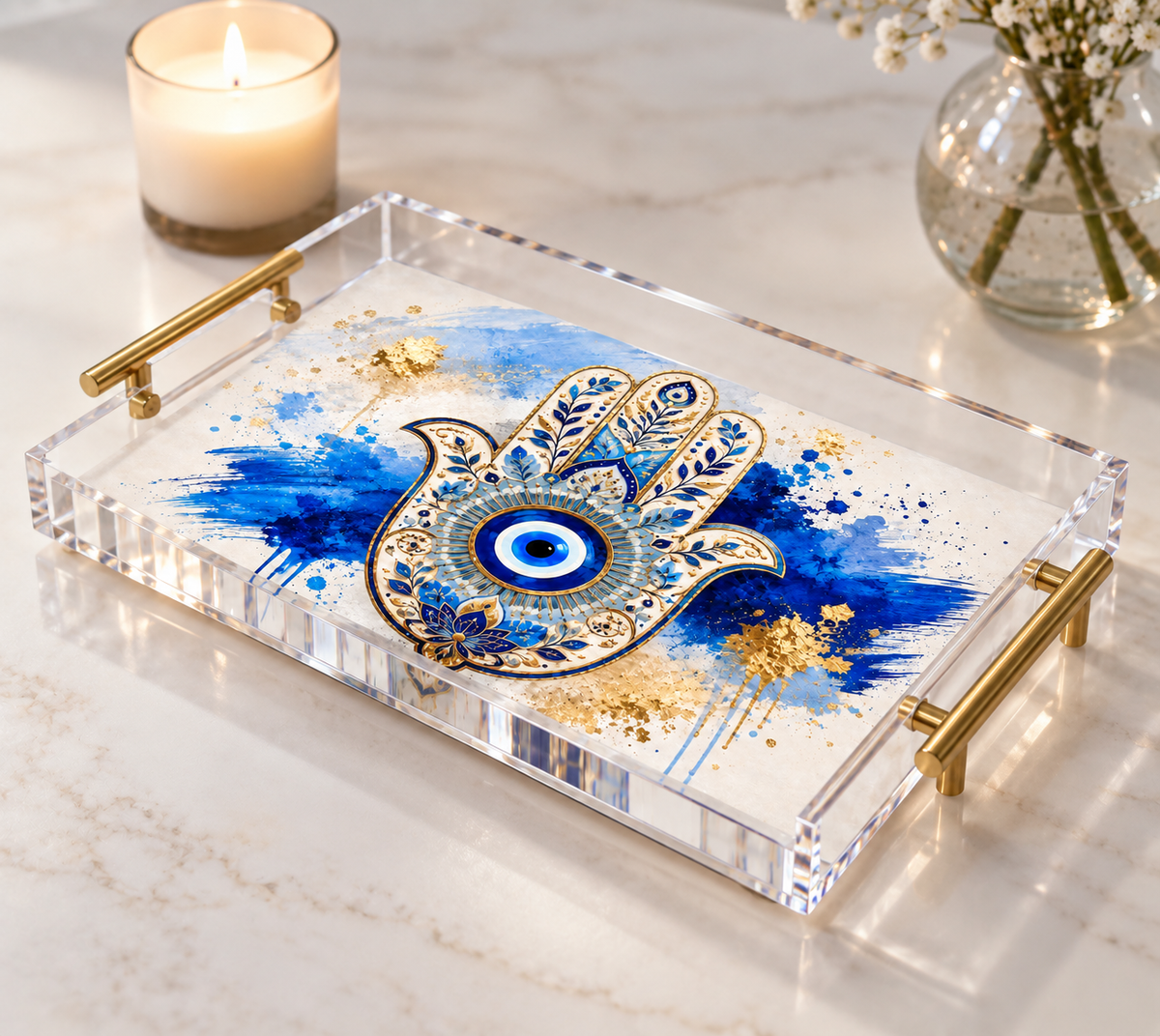 Evil Eye Art Acrylic Tray - Serving Tray Home Decor