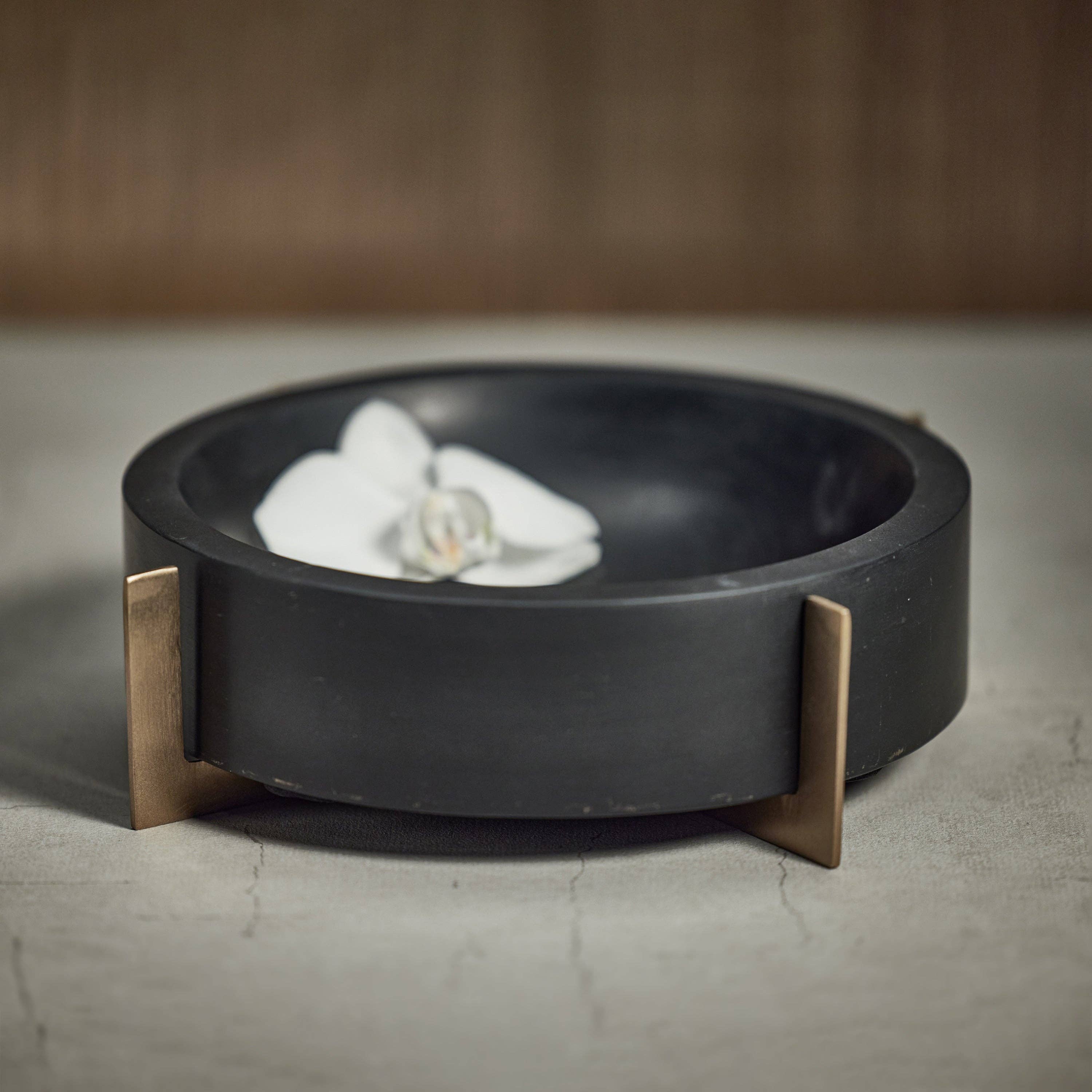 Nairobi marble Bowl on Gold Metal Base