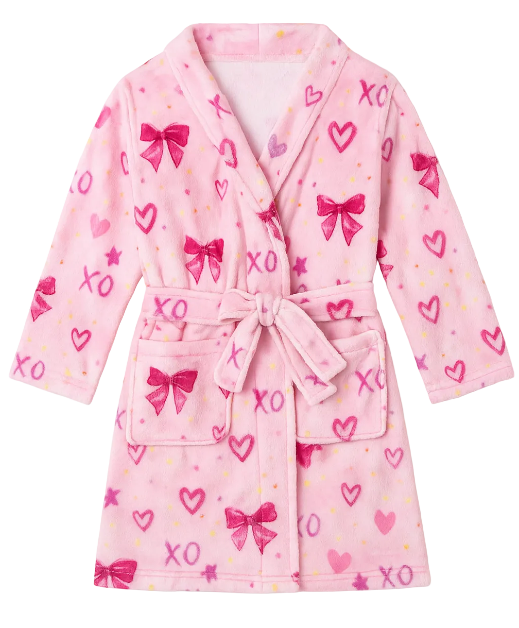 Plush Bow Print Robe