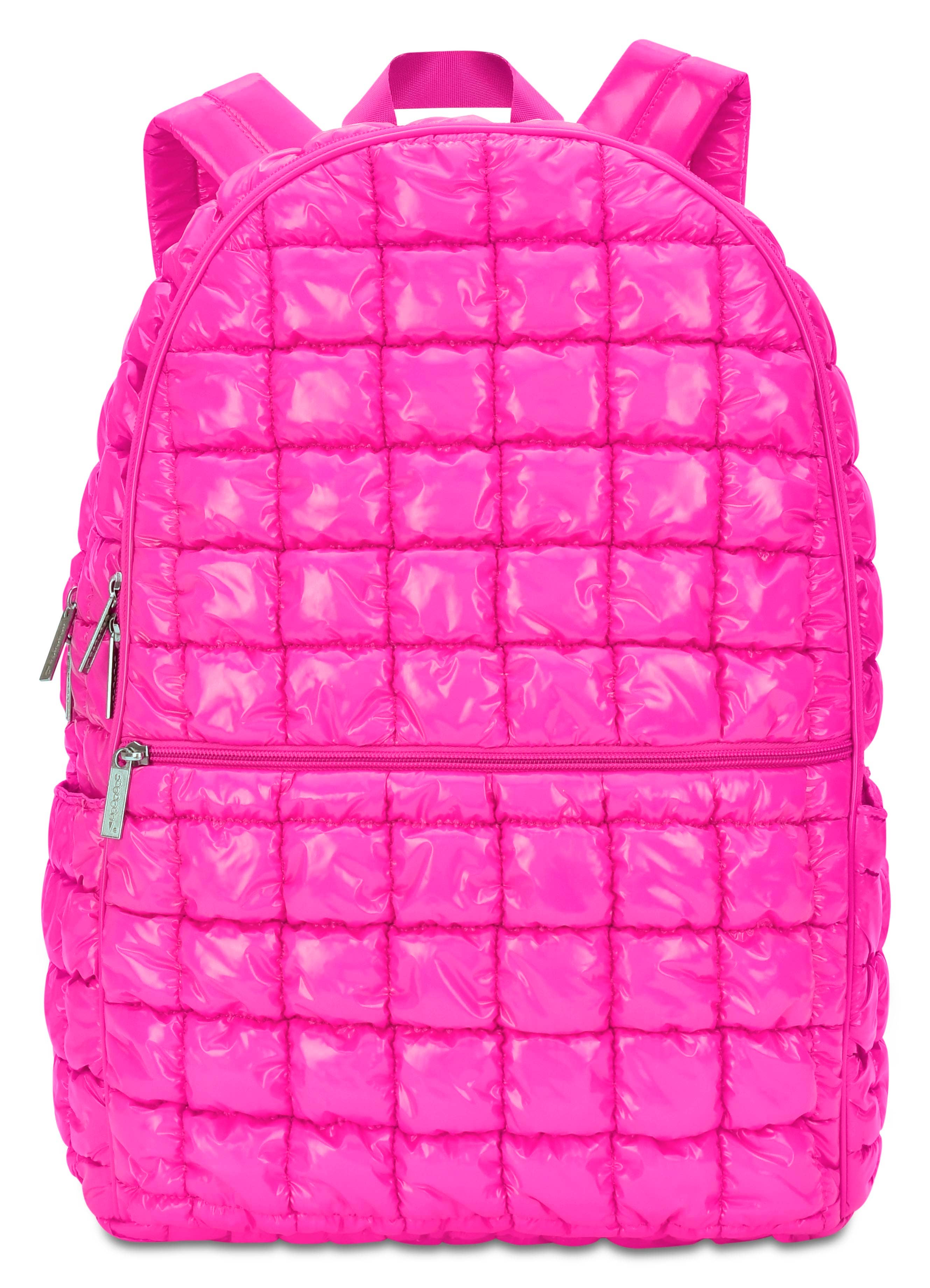 HOT PINK SHINY PUFFER BACKPACK