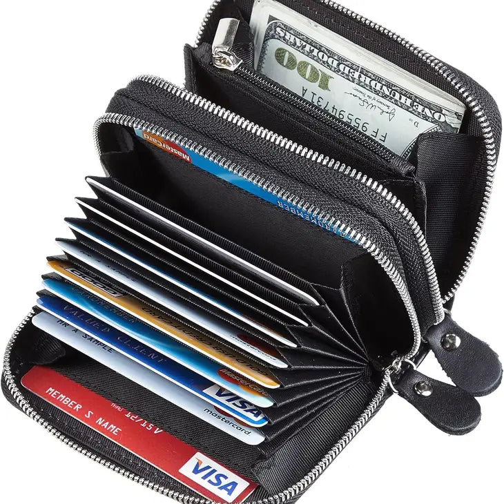 Porte-cartes de crédit et portefeuille en cuir - Rose poudré