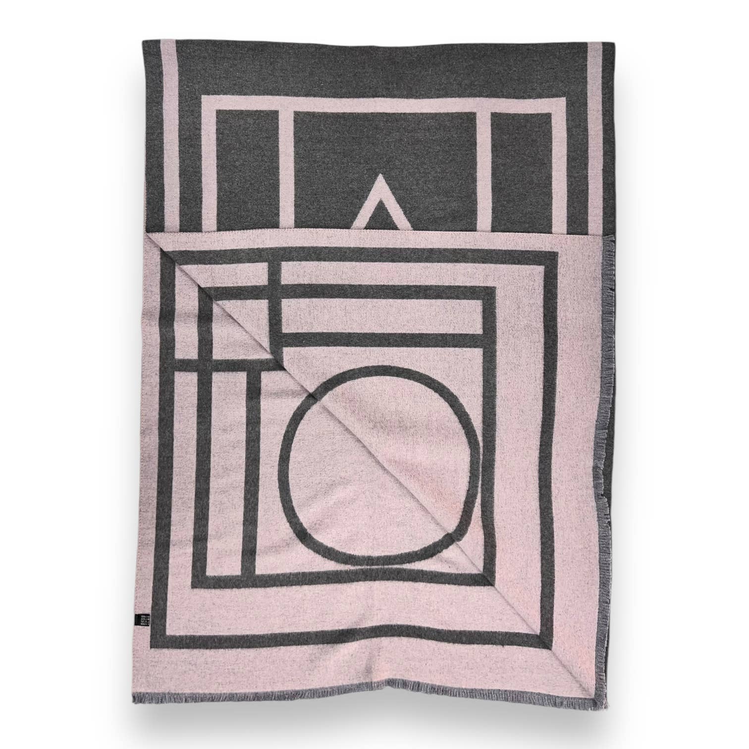 Pink Geometric print cashmere blend winter scarf