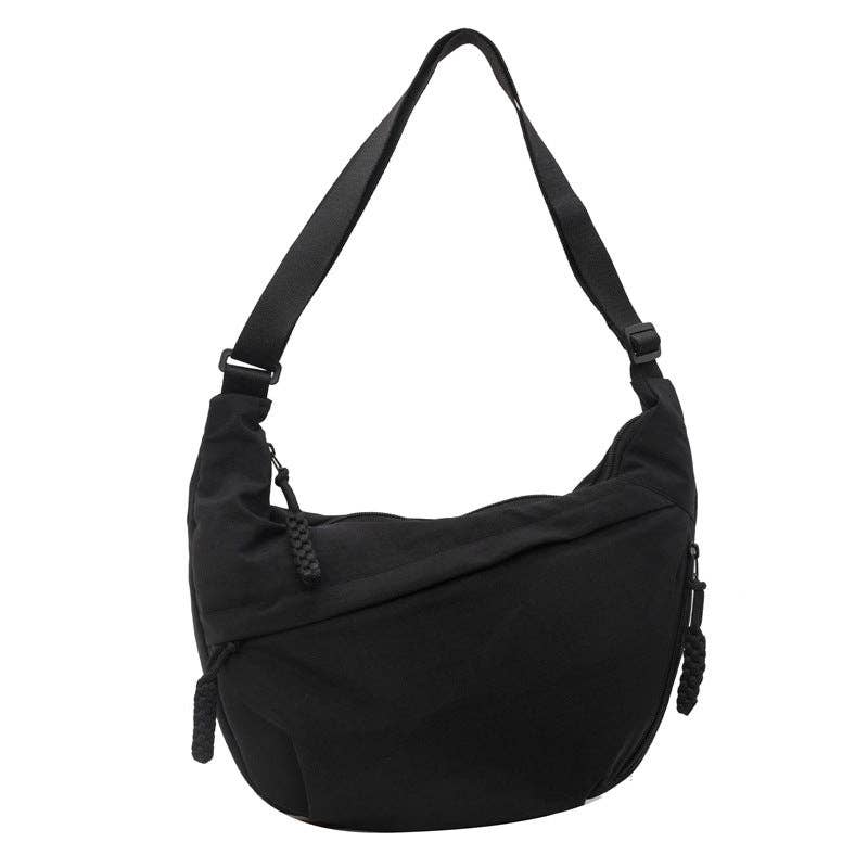 Sac à bandoulière en nylon grande capacité - noir