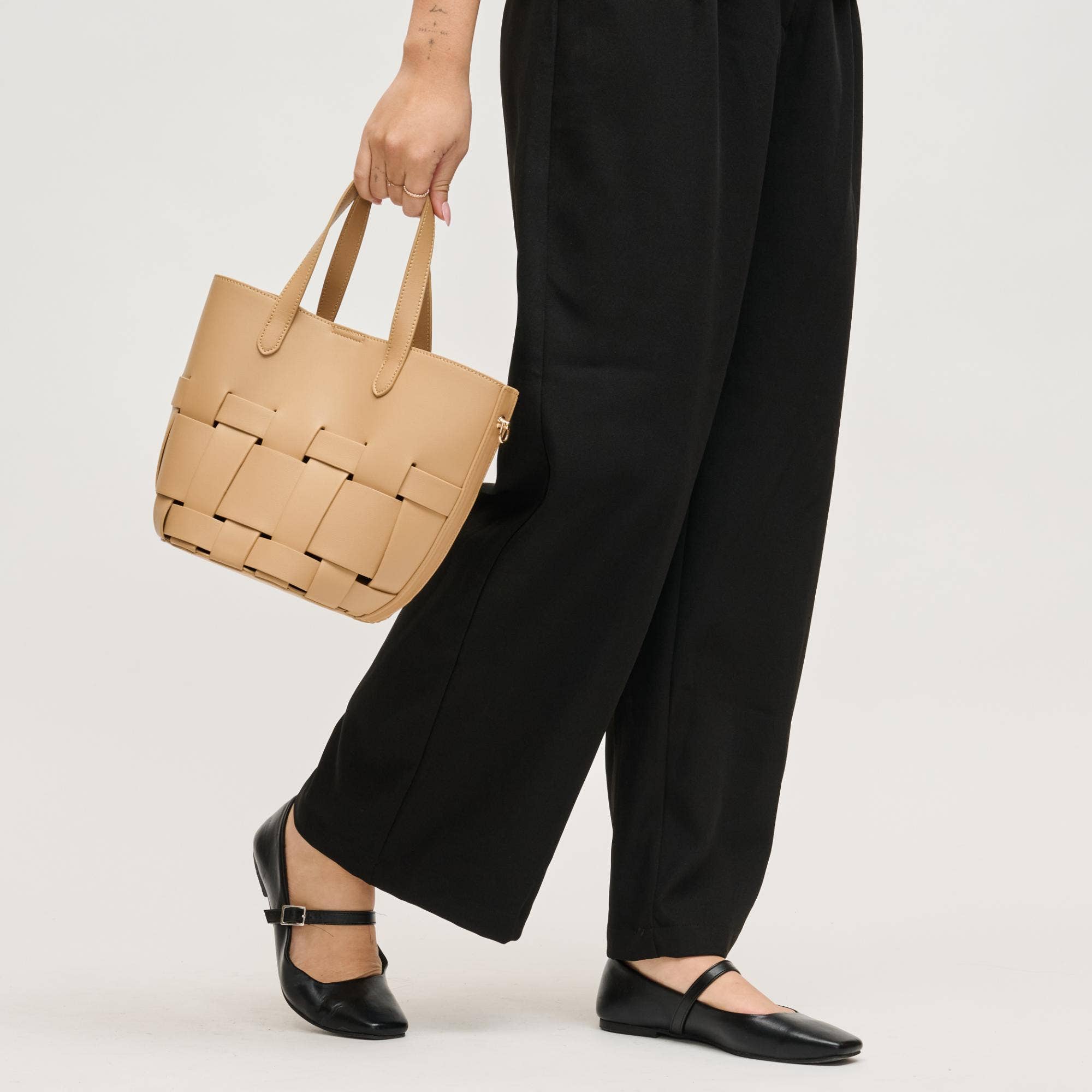 Woven-panel Tote - natural