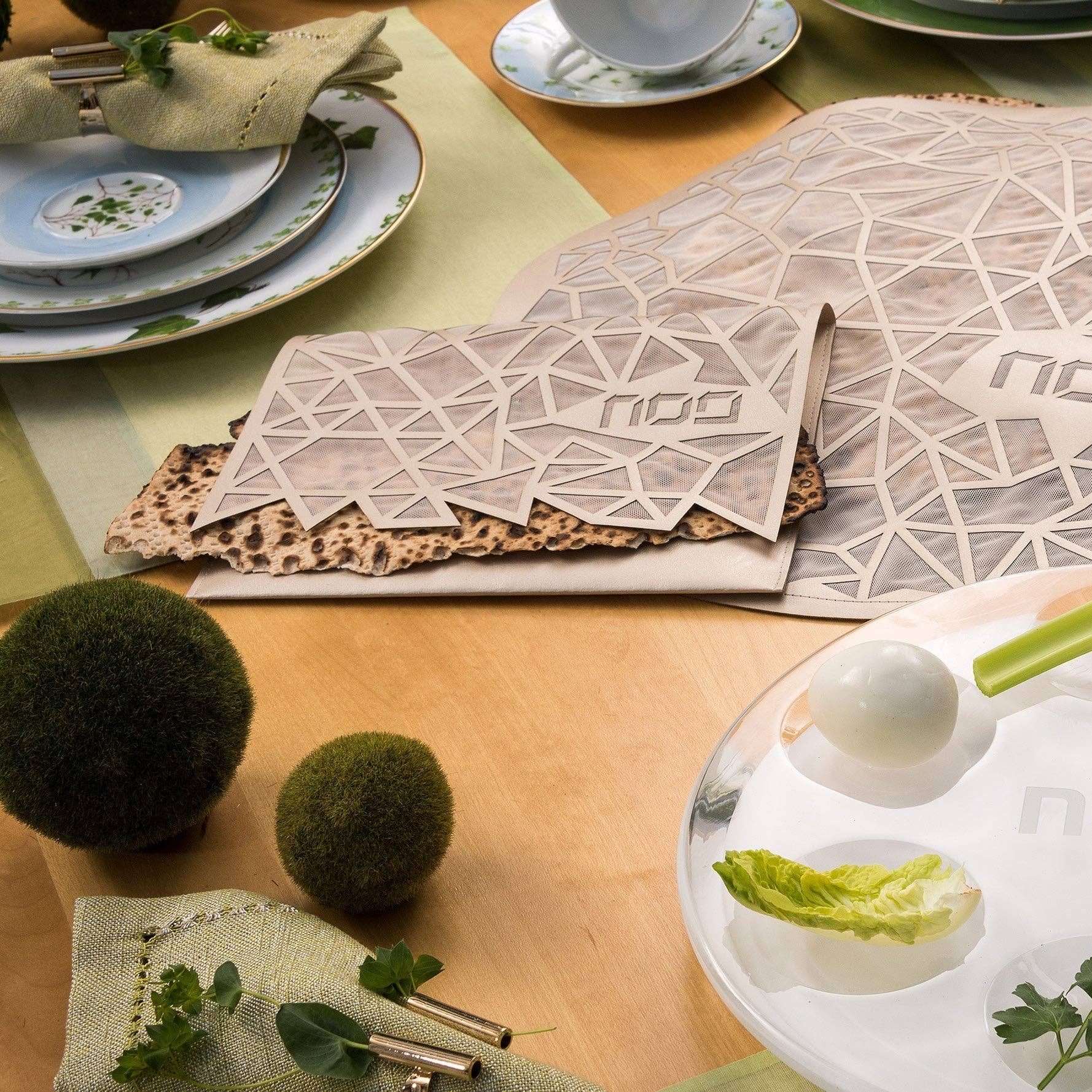 Geometric Afikoman Bag Champagne