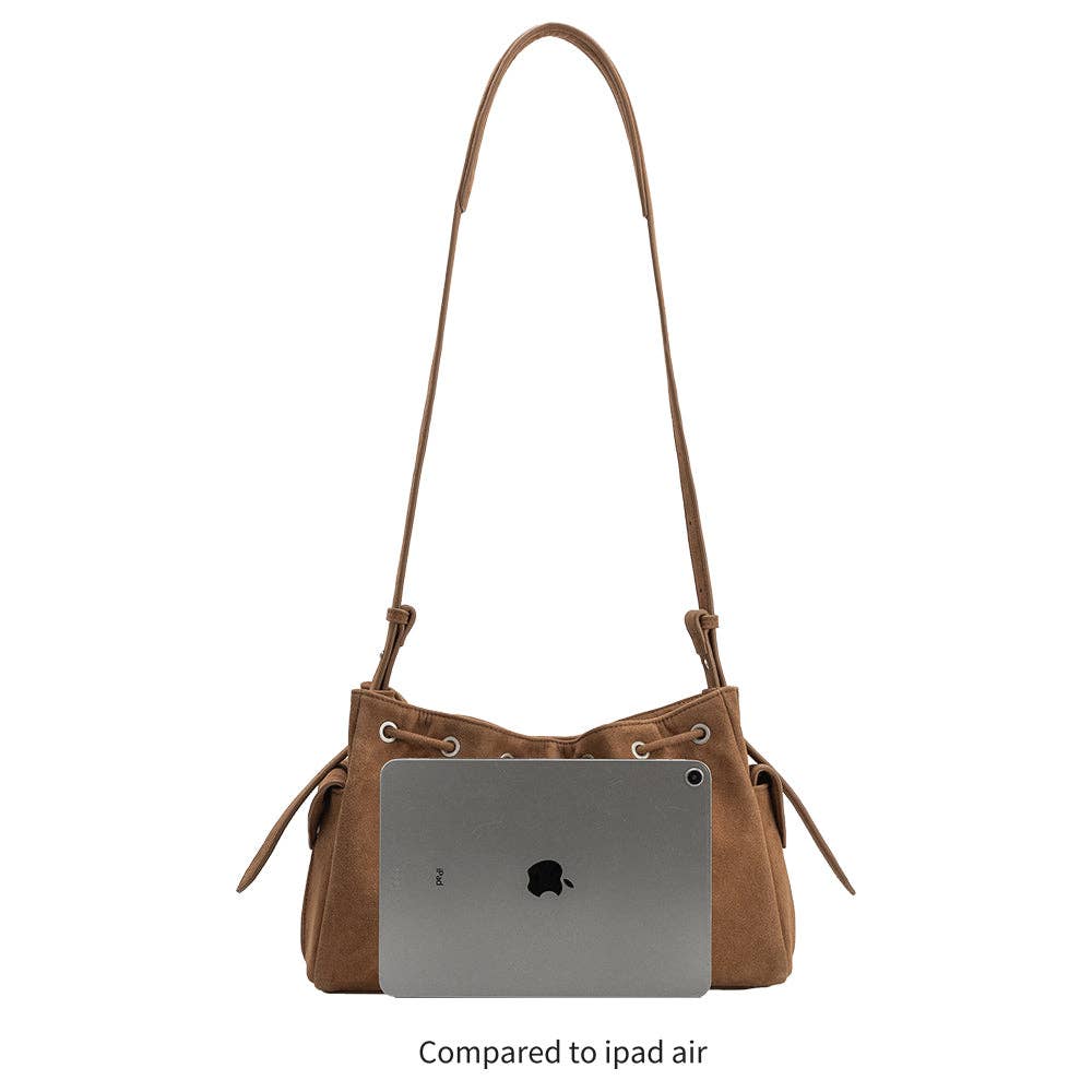 Chocolate Recycled Vegan Suede Shoulder Bag