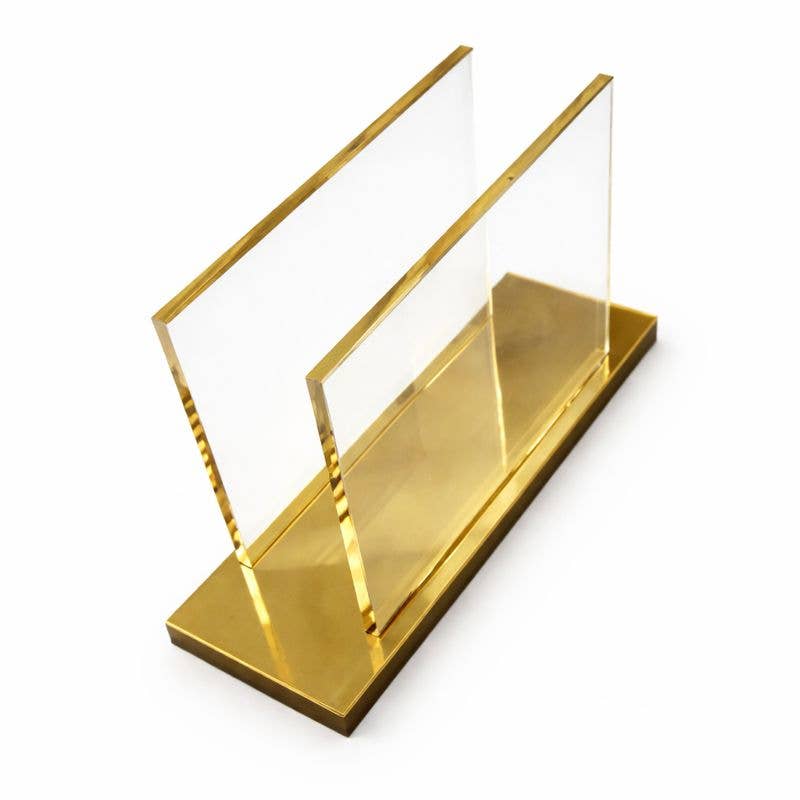 Standing Napkin Holder with Gold Mirror Base