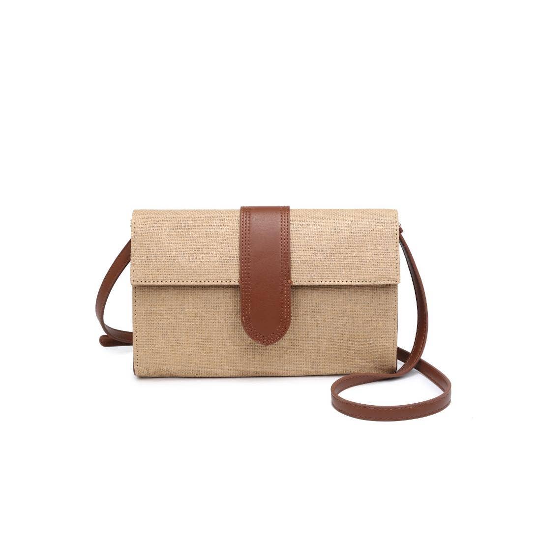 Straw vegan Crossbody bag: Natural Tan