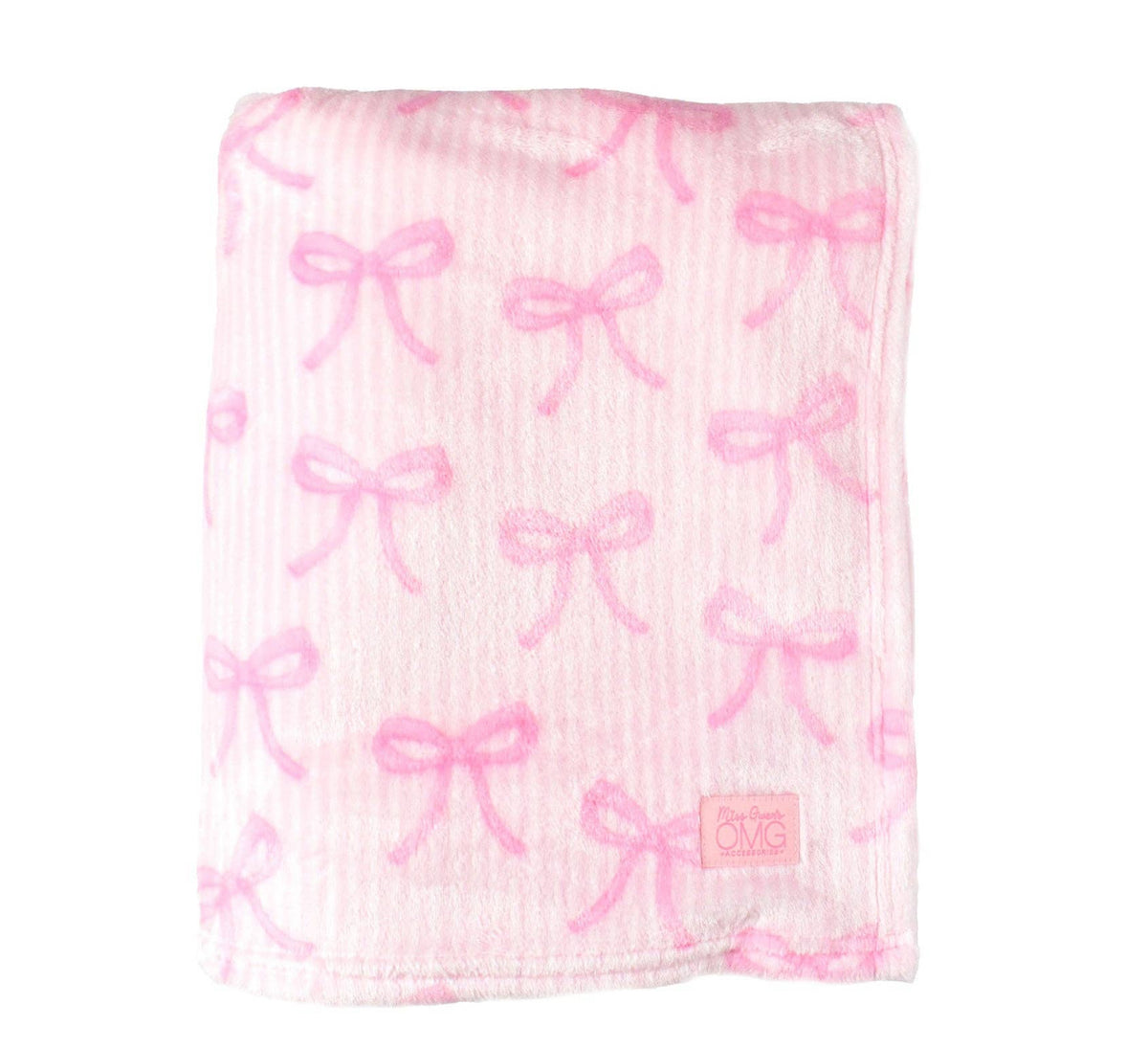 Fleece Striped Bow Printed Cozy Blanket