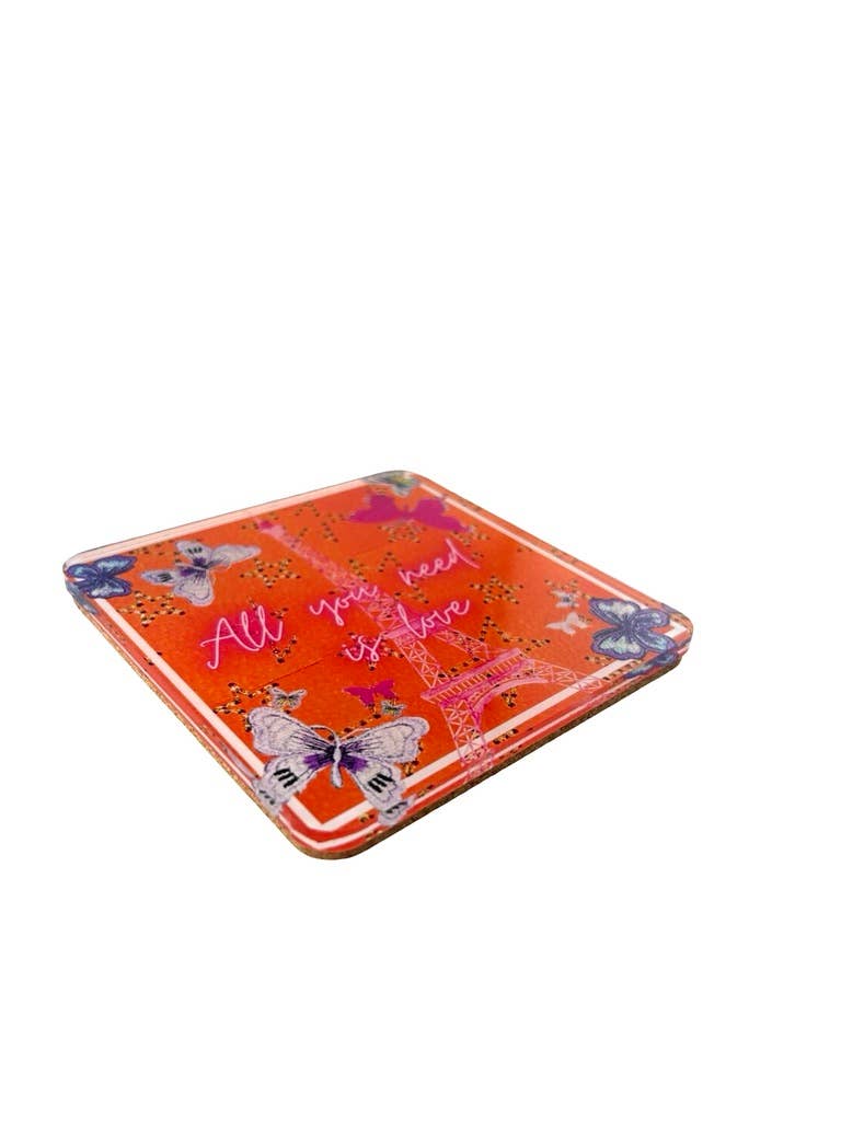 Set of 4 Acrylic Coasters in holder, All You Need