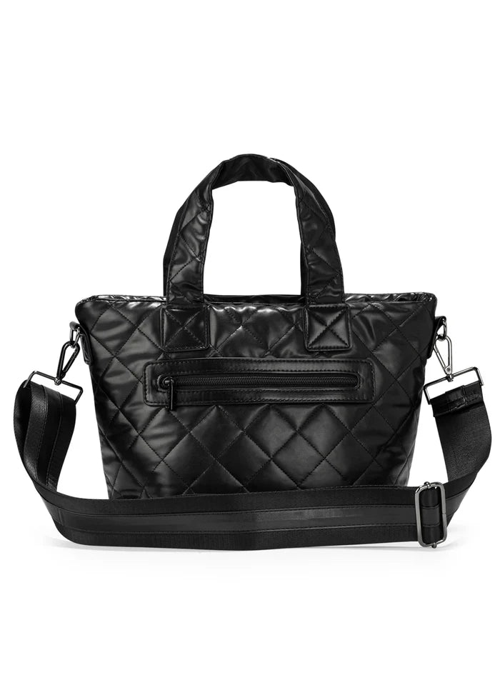 Vegan quilted Mini Tote- black
