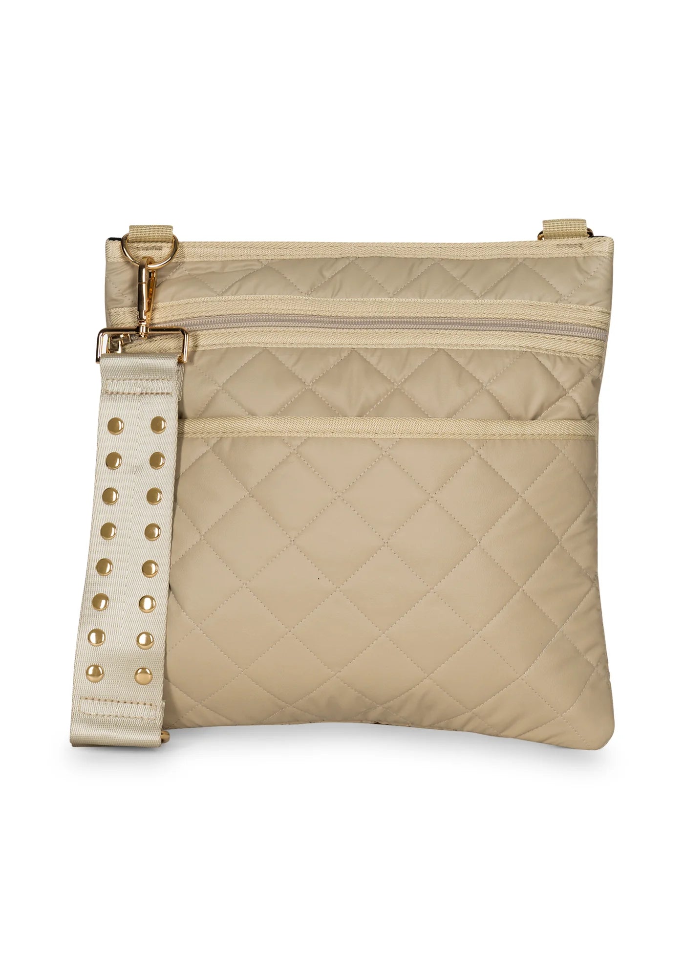Quilted leatherette Crossbody- cream