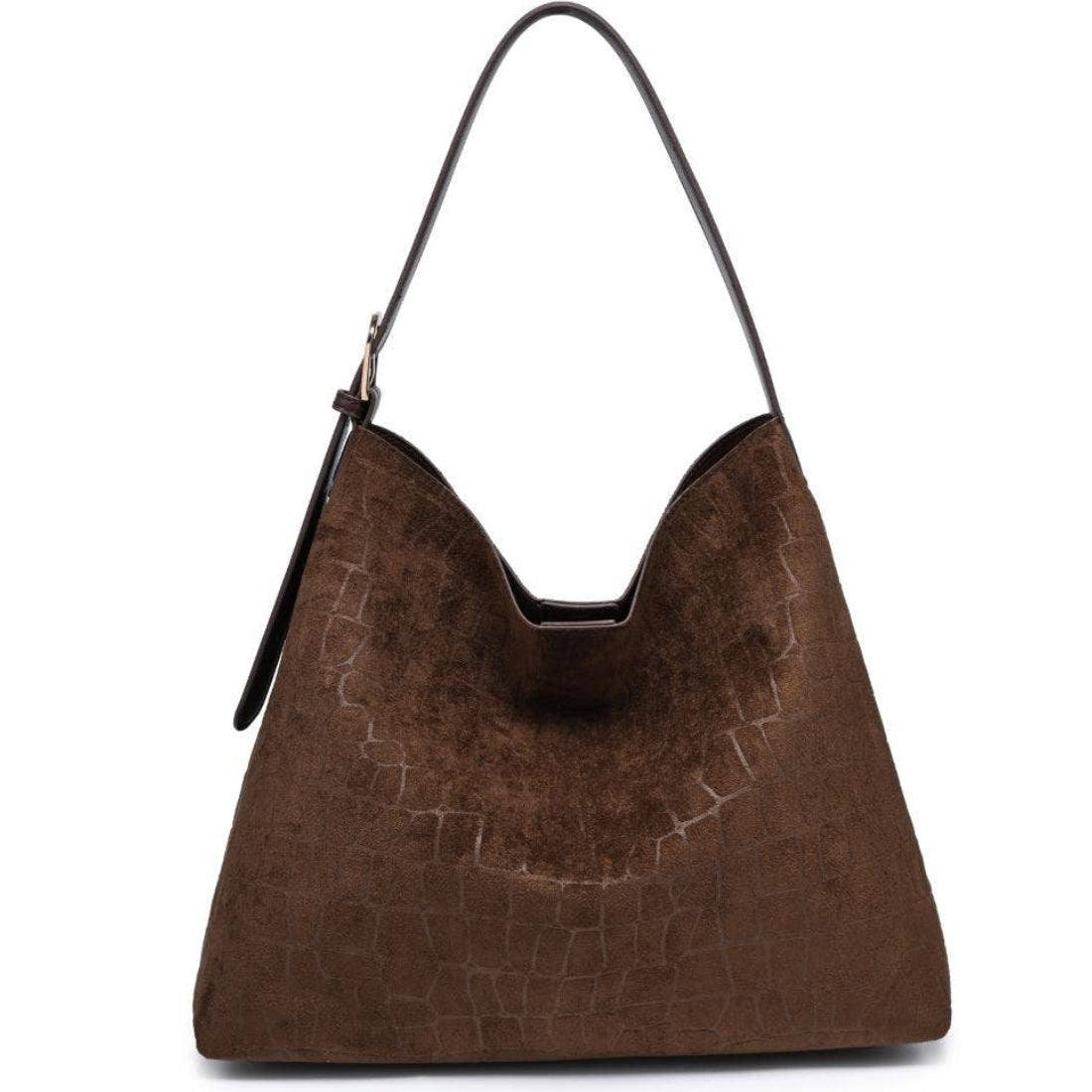 Croc suede shoulder Tote