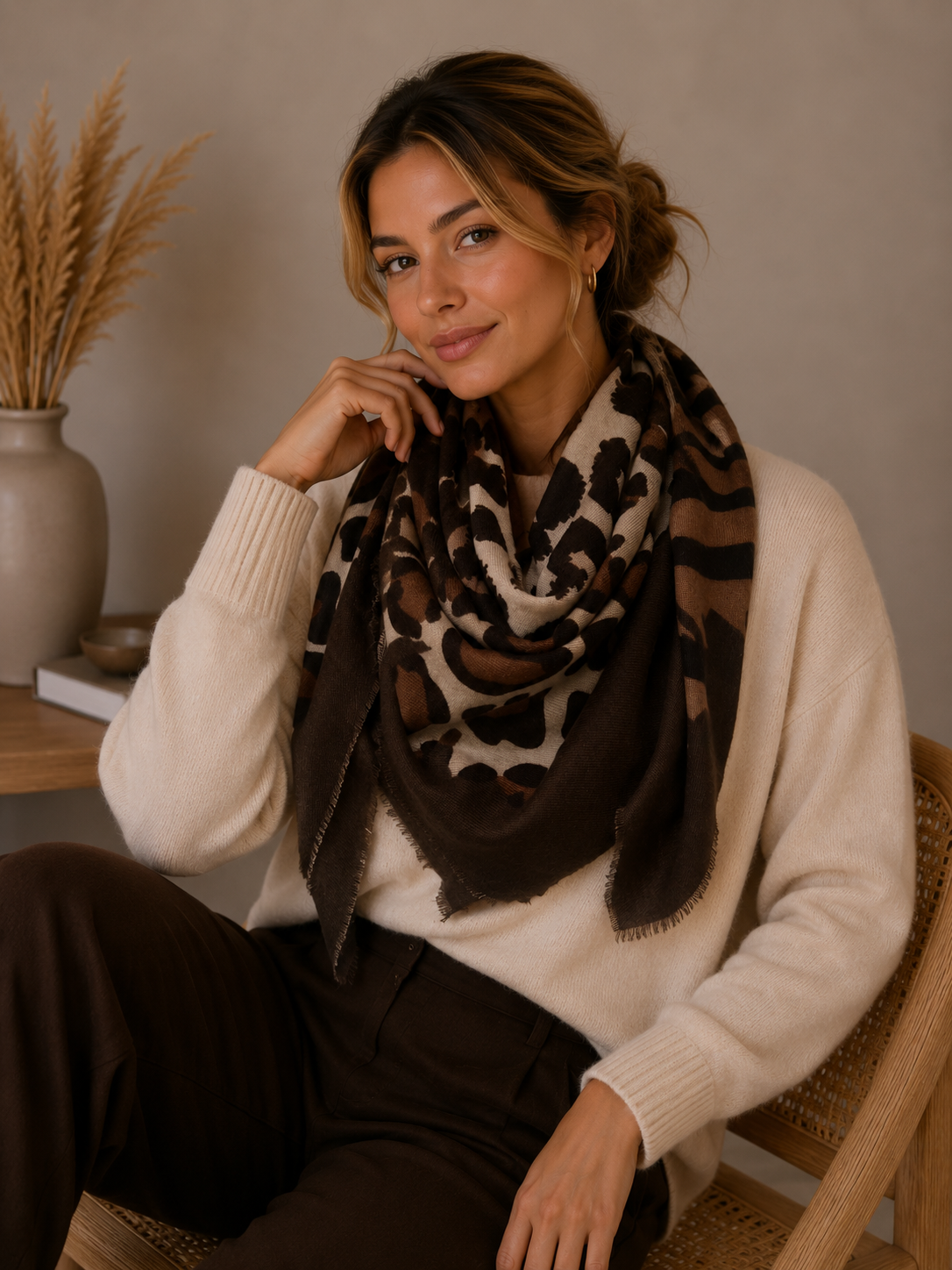 Woolen leopard square