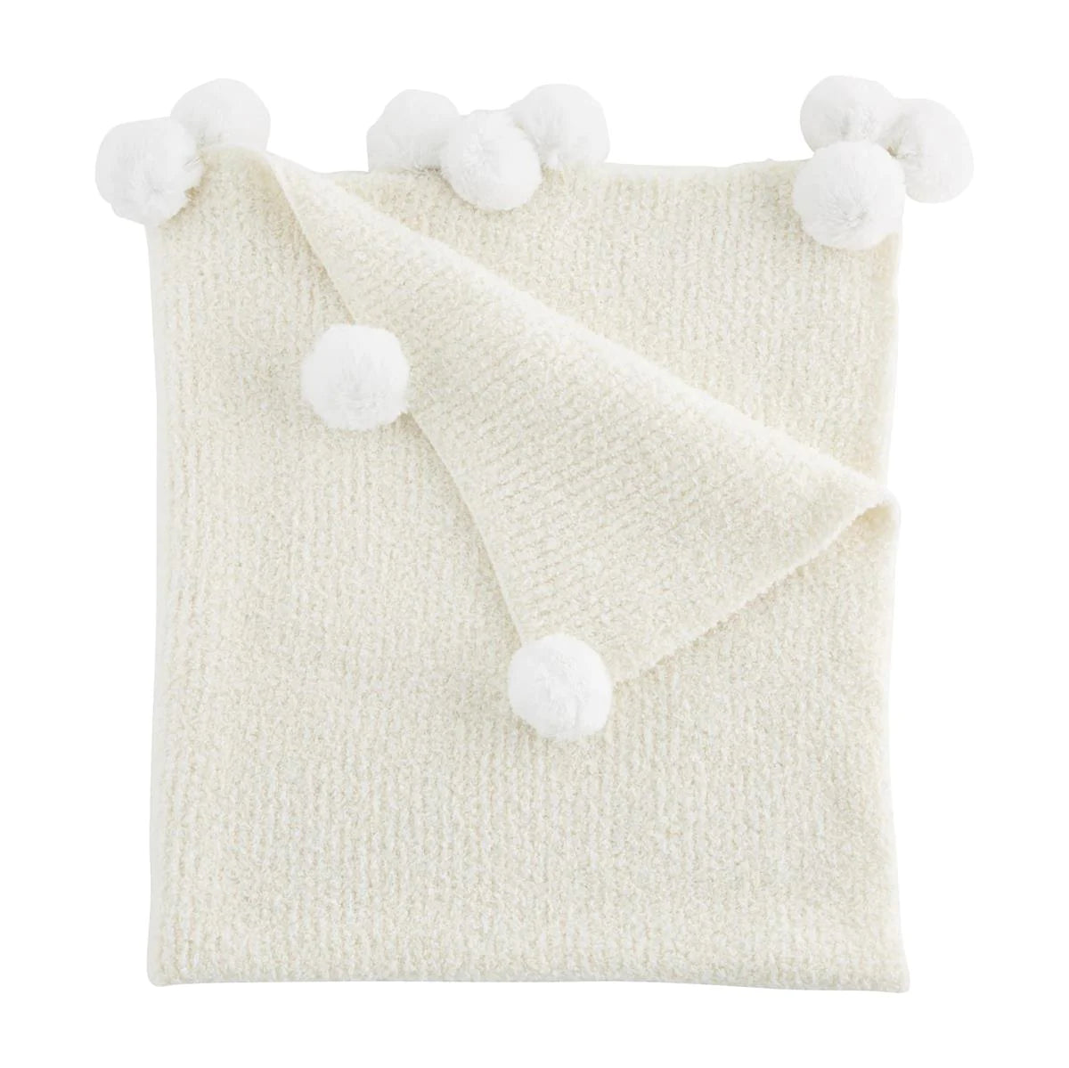 BLANKET CHENILLE POM POMS White