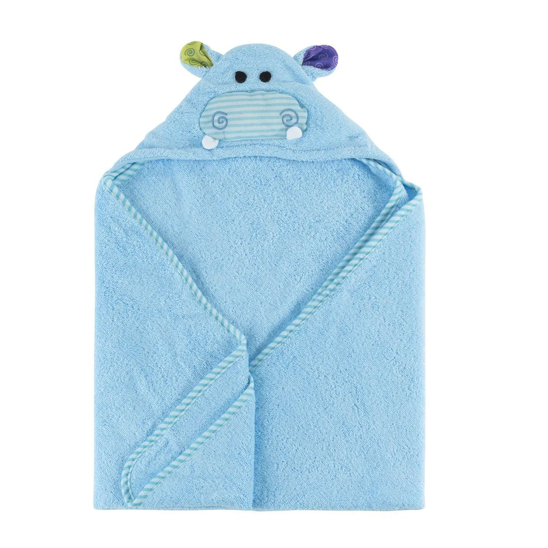 Personalized Baby Plush Terry Hooded Bath Towel - Hippo