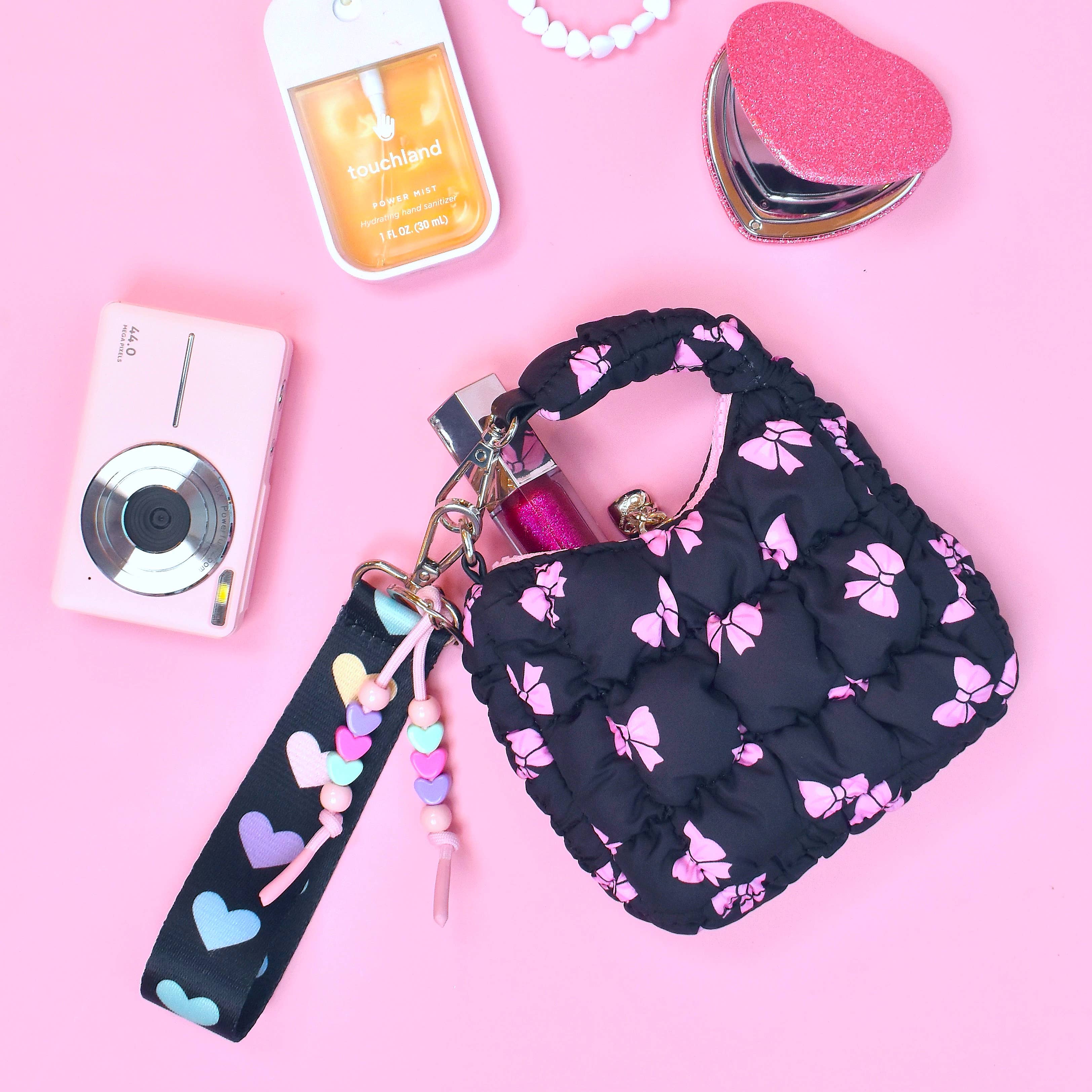 Quilted Bow Printed Mini Hobo Bag Charm Set