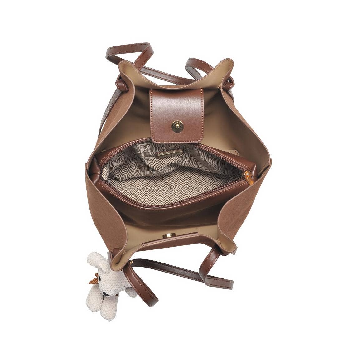 Sac fourre-tout en chocolat végan avec breloque