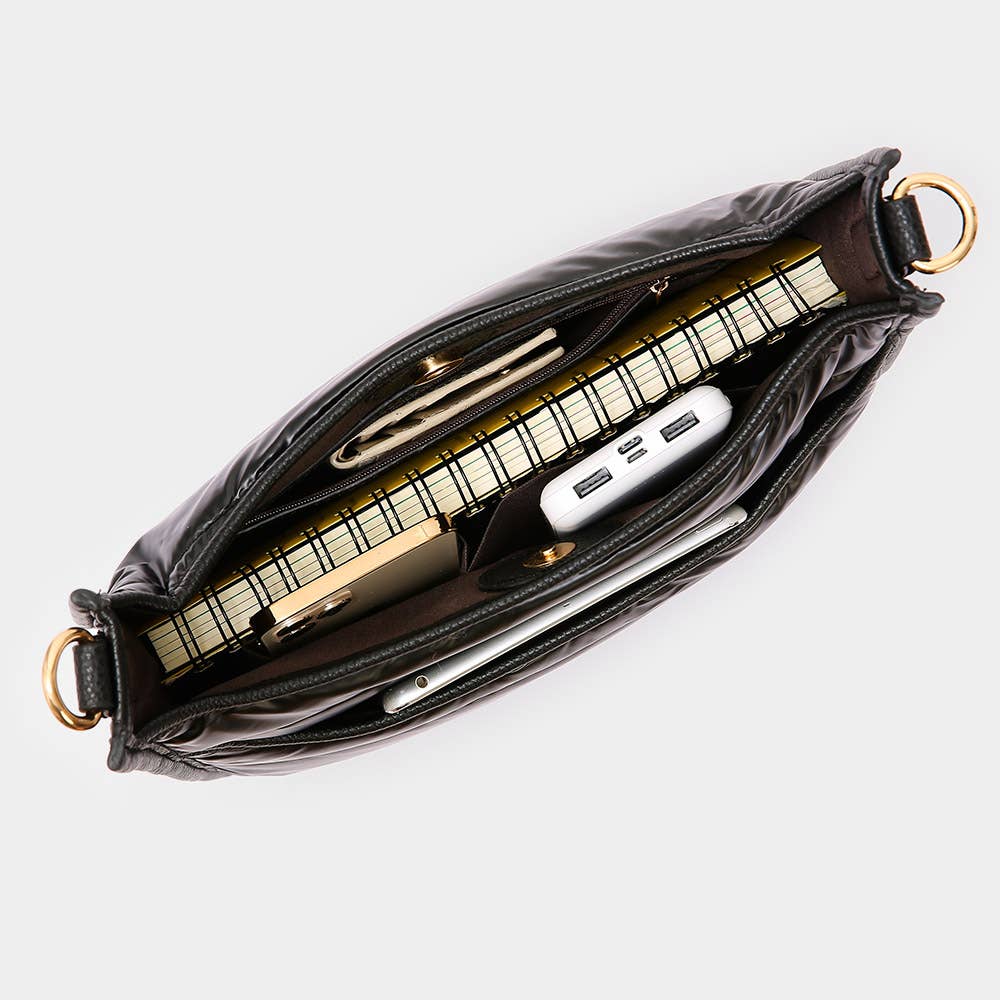 Solid Puffer Crossbody Bag - bronze