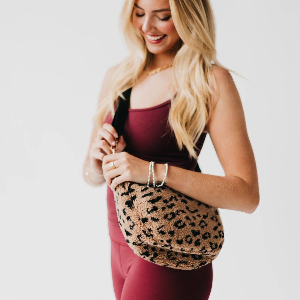 Leopard Sherpa Crossbody Bag