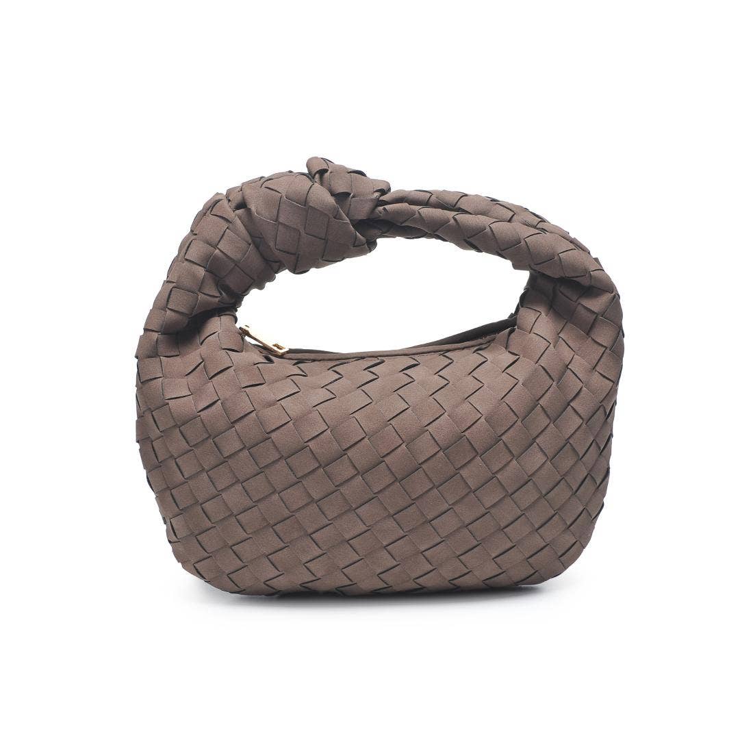 Knotted woven Suede Clutch - taupe