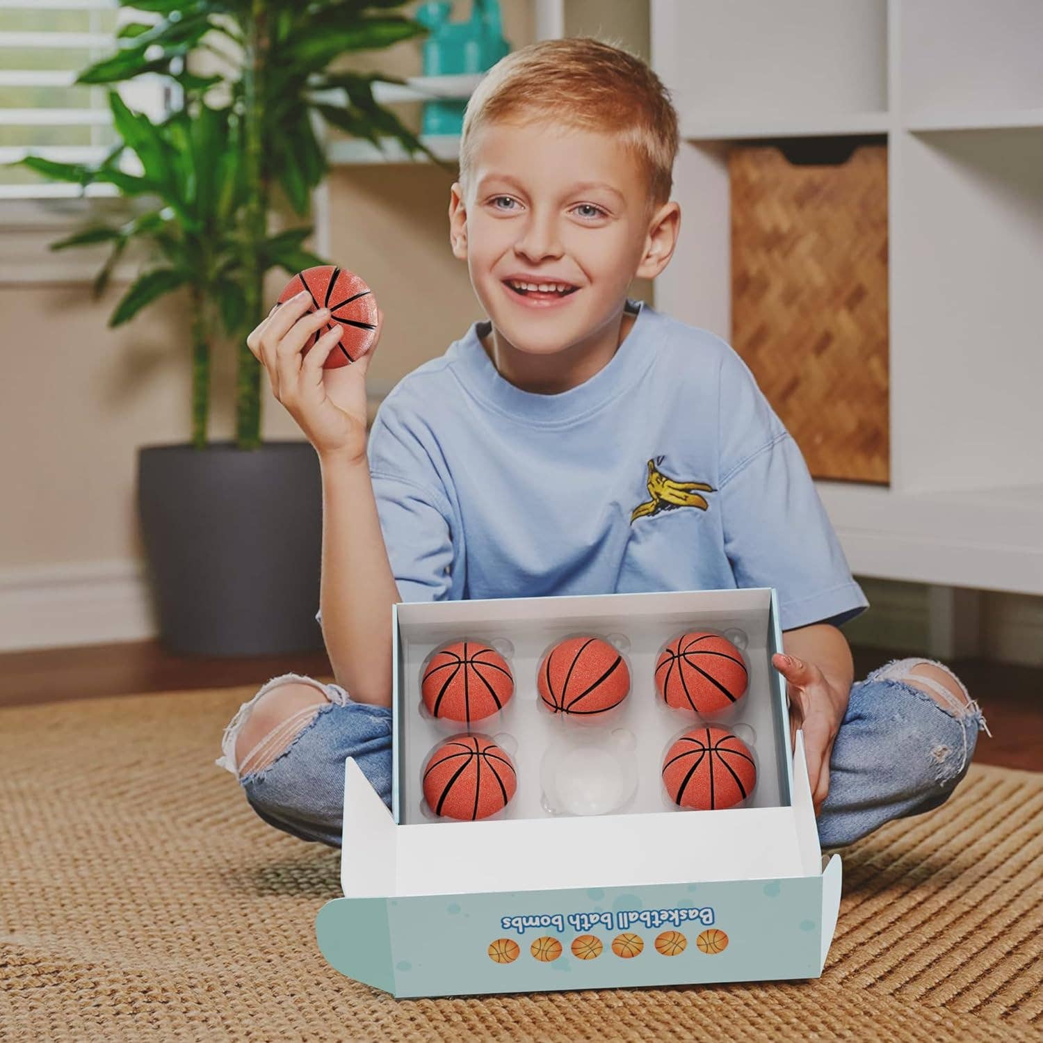 Kids Basketball Bath Bombs with prize Inside- 6 Pack