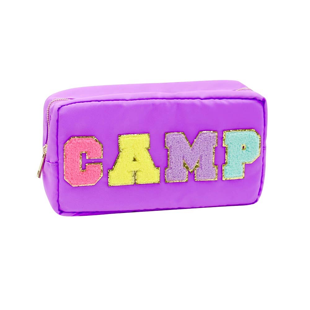 Trousse de toilette en nylon de la collection Varsity, motif Camp Chenille violet
