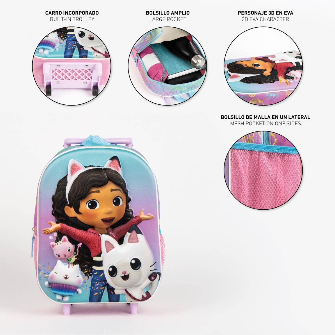 GABBY'S DOLLHOUSE 3D KIDS TROLLEY BACKPACK