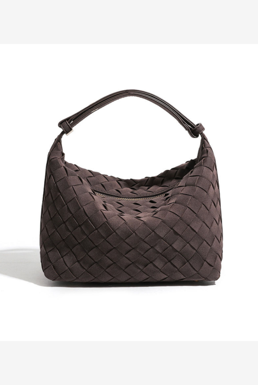 Woven vegan Suede Hobo Bag - espresso