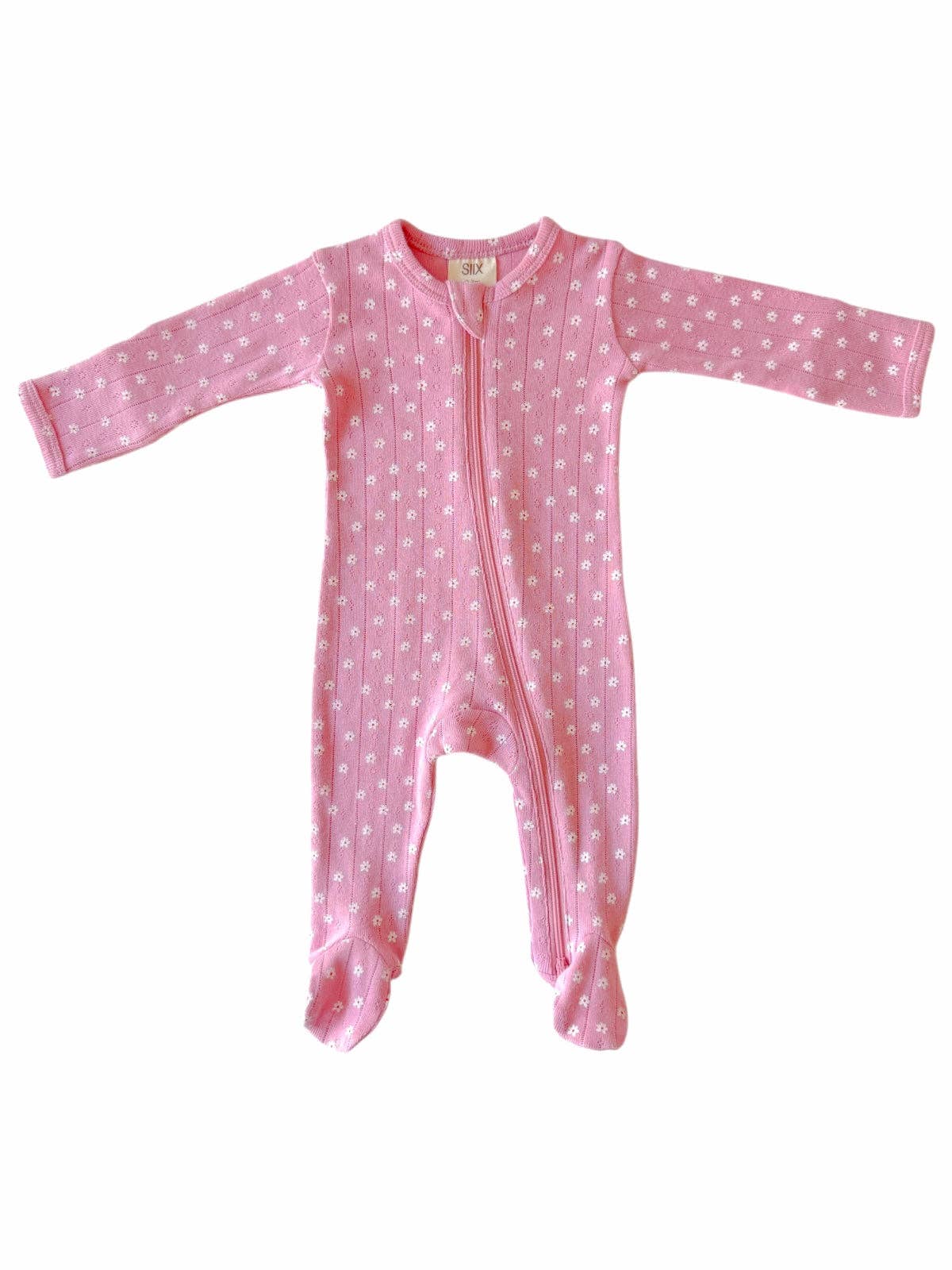 Pink Flower 2-way zip footie