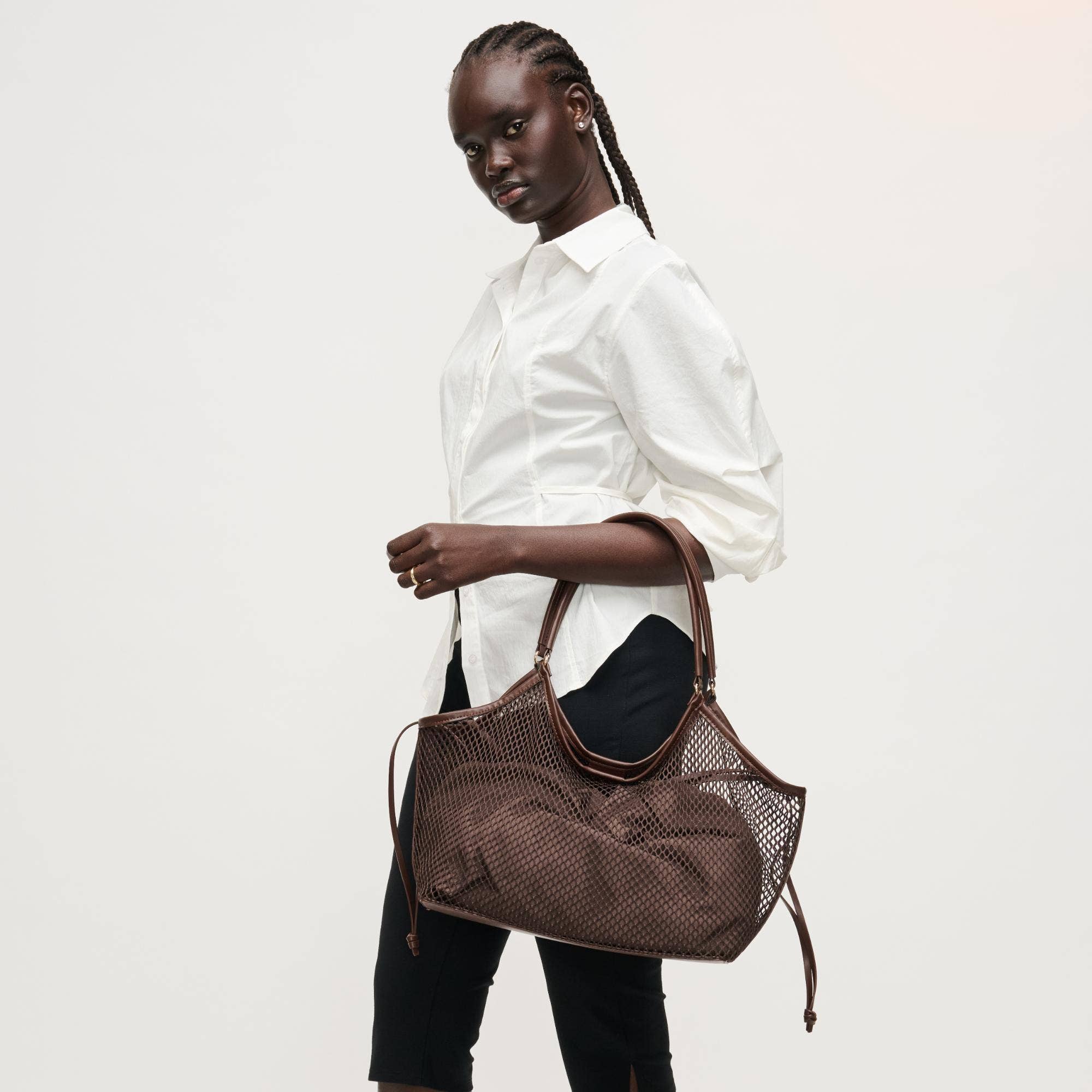 Sac cabas en filet - chocolat