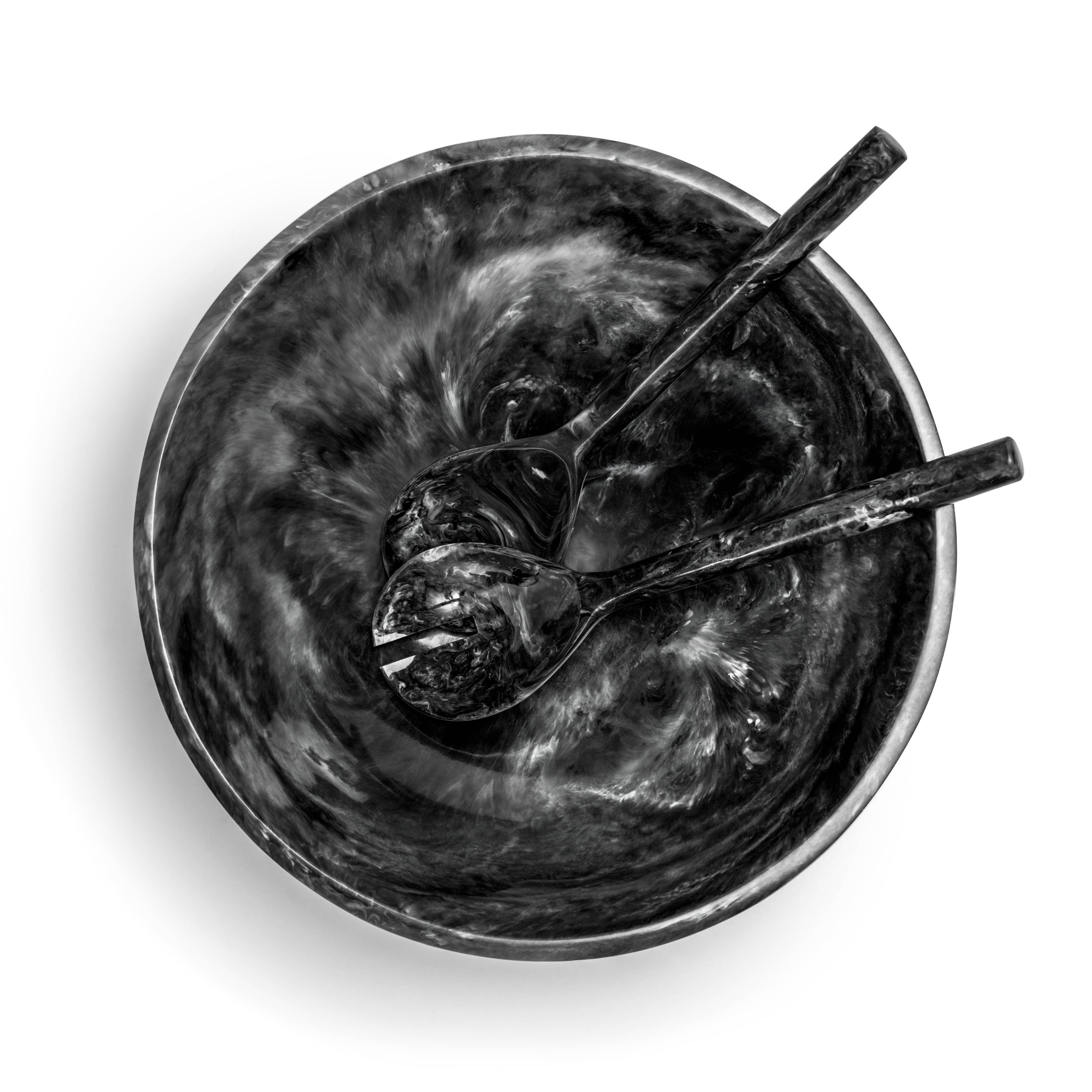 EveryWare Resin Bowl and servers - Black & White Swirl