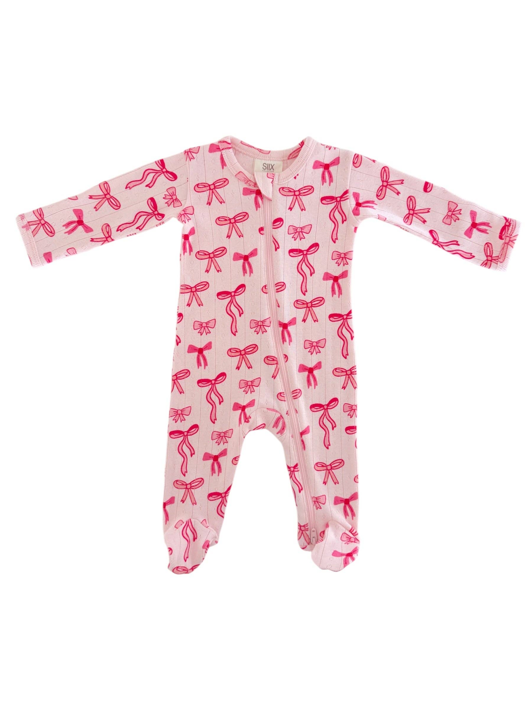 Pink Bows 2-Way Zip Footie