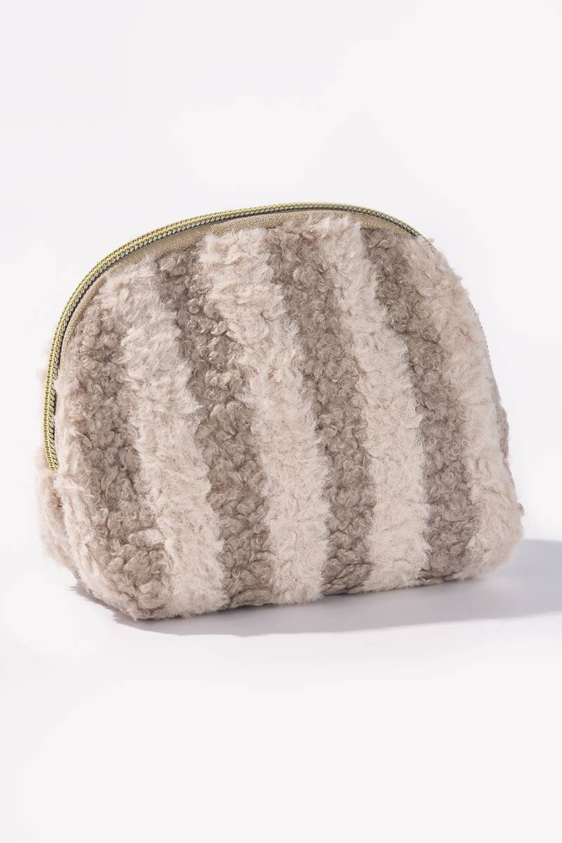Teddy Striped Rounded Makeup Bag