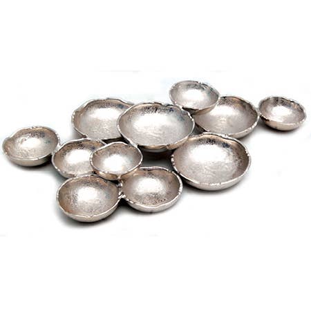 Silver Textured Aluminum 11-bowl Cluster Platter