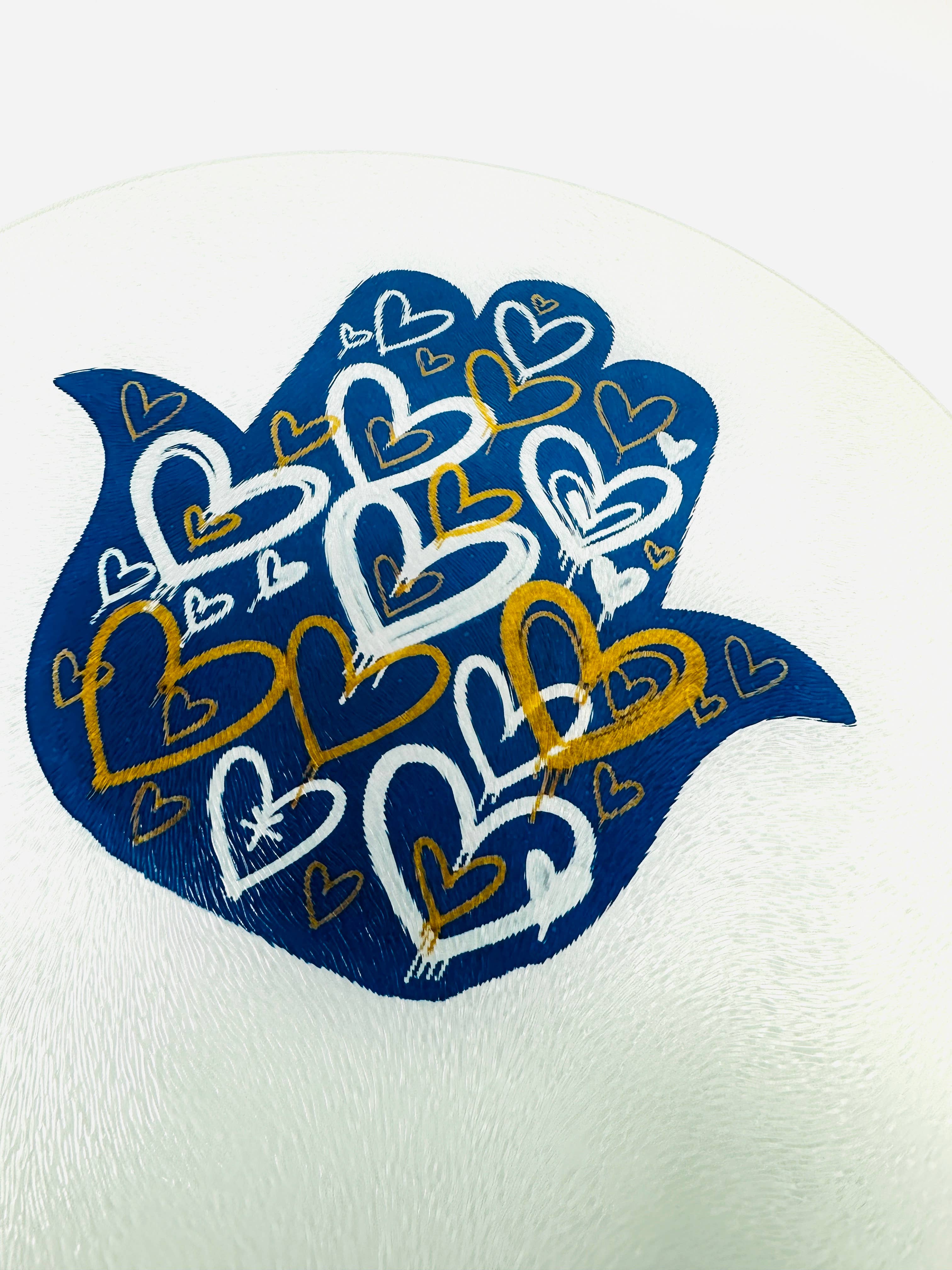 Hamsa Graffiti Hearts Cutting Board