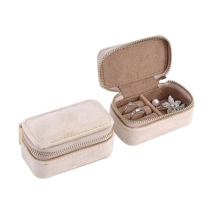 Velvet Mini Travel Jewelry Beige