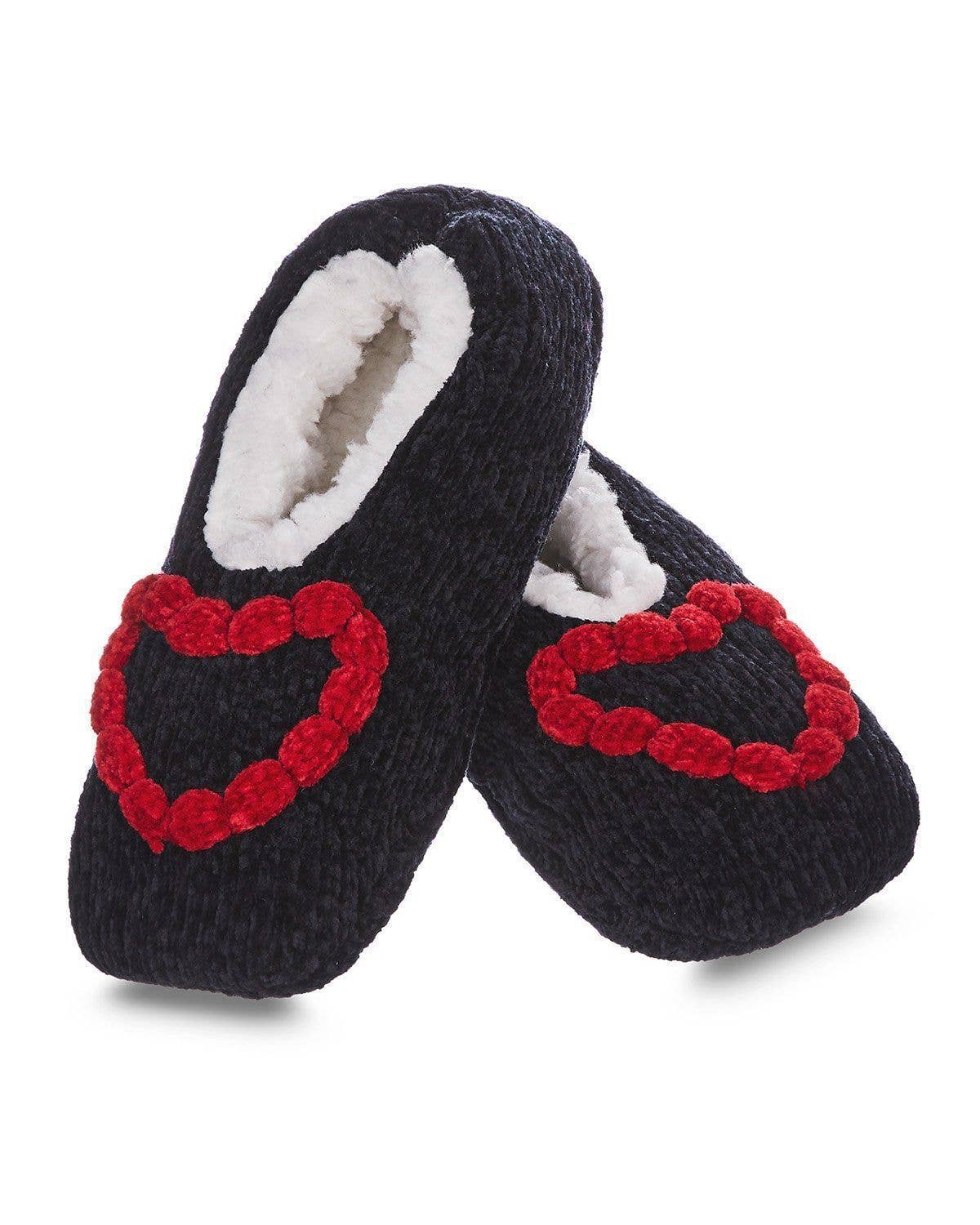 Chaussons Cozy Heart doublés de chenille et de sherpa