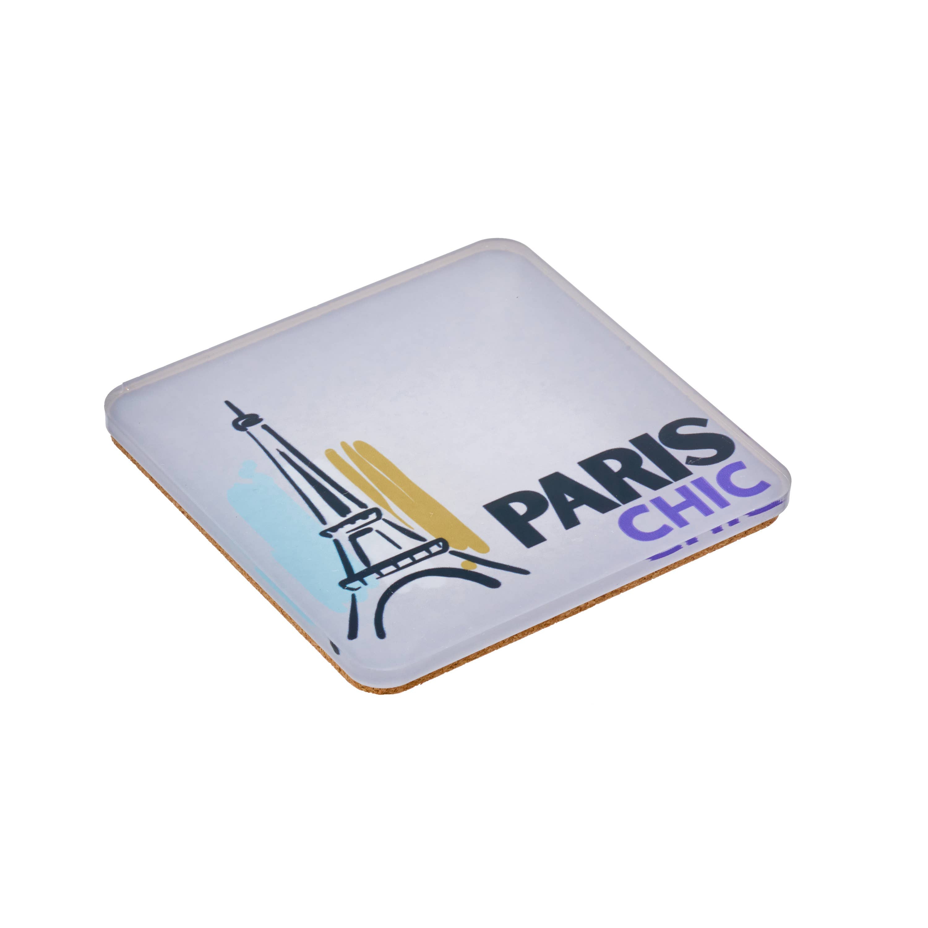 Set of 4 acrylic coasters in holder, Paris