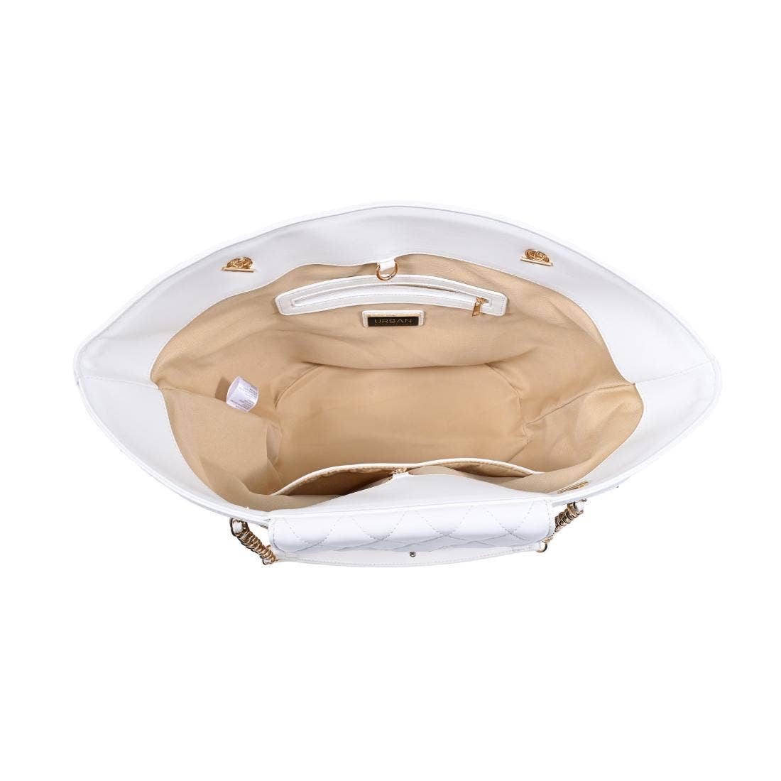Sac cabas tissé avec poche avant matelassée - blanc naturel