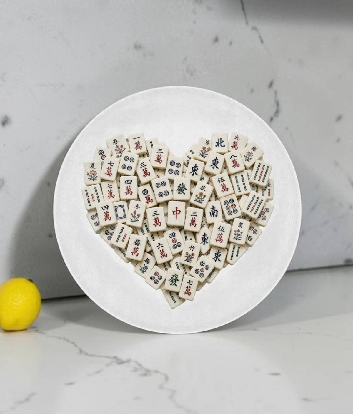 Mahjong Tiles Heart Serving Board