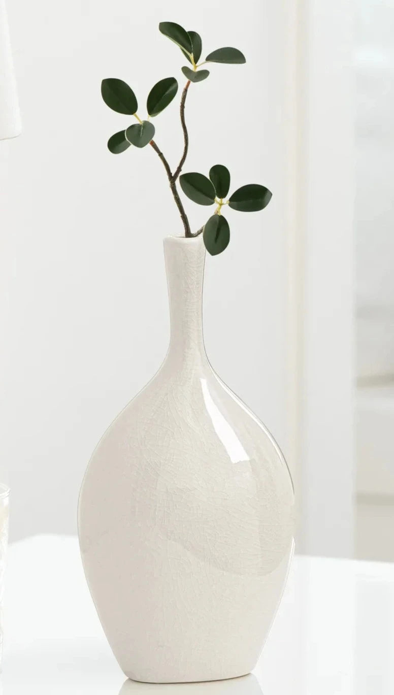 Vase en céramique craquelé blanc - 8,75 h » - haut