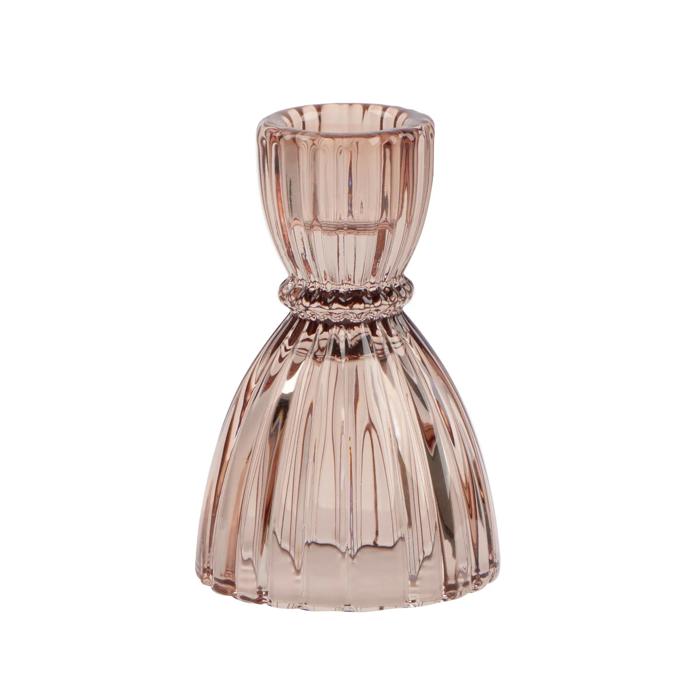 Olivia Faceted Glass 3.5h" Taper Candle Holder - Champagne - Set of 2