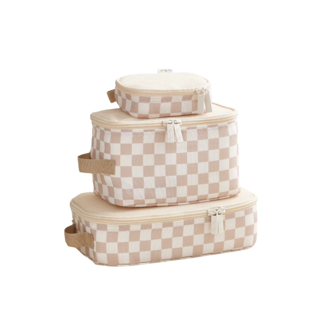 Taupe Checkerboard Packing Cubes