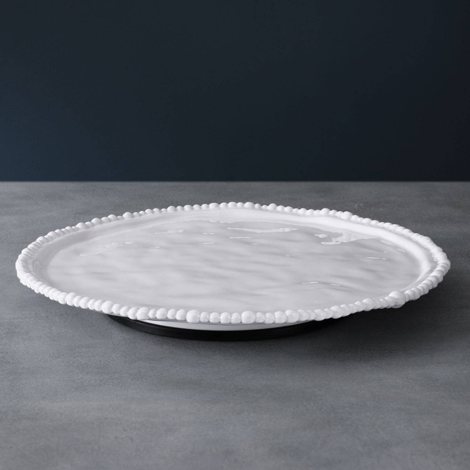 14" beaded Lazy Susan - White
