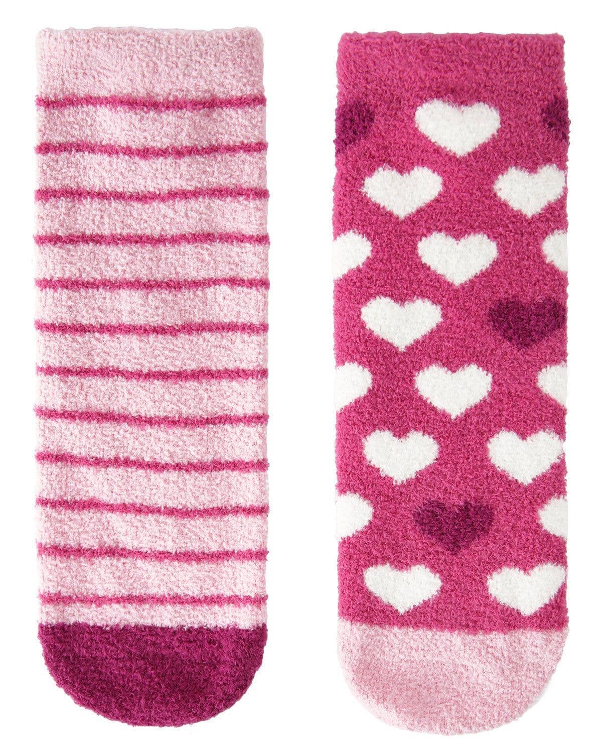 Hearts Fuzzy Kids Socks 2-Pack
