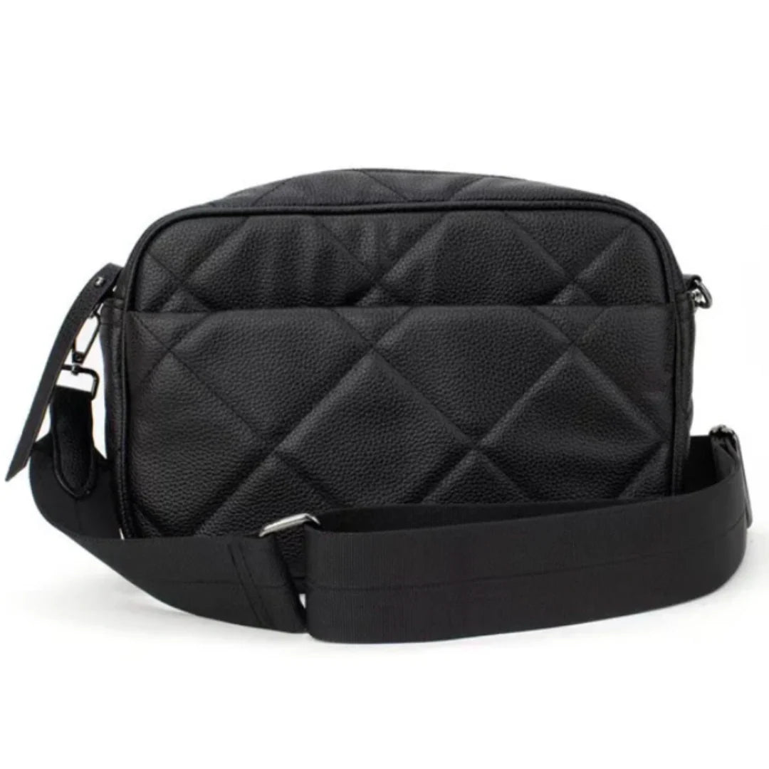 Vegan quilted Crossbody- black