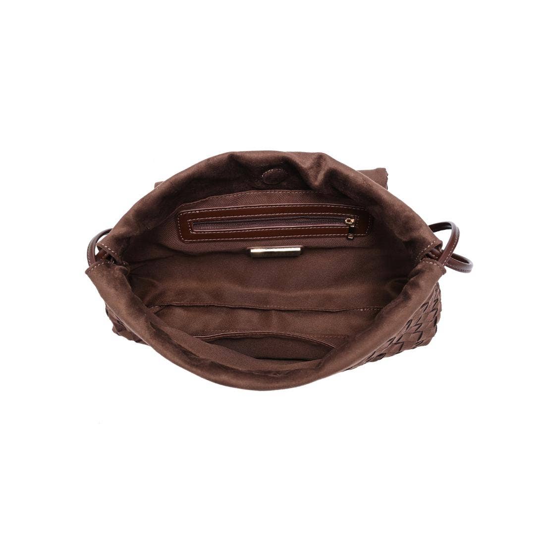 Woven suede flap Crossbody - chocolate